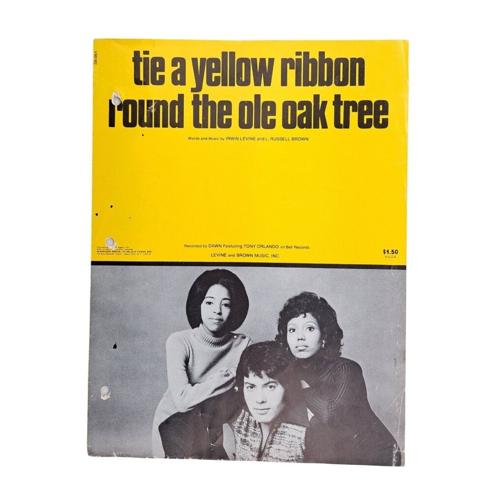 Vintage Tie A Yellow Ribbon Round The Ole Oak Tree Sheet Music 1973 Tony Orlando